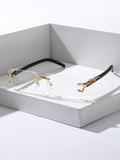 1 Pc Fashionable Trendy Frameless Rectangular Personalized Sunglasses For Daily Life