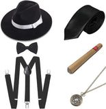 1920s Mens Gatsby Gangster Accessories Set Panama Hat Suspender Bow Tie 20s Great Gatsby Accessories