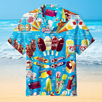 Funny Hawaiian Shirt - Ice Cream Print, Summer Short Sleeve, Oversized Men's Shirts