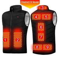 Intelligent Headed Waistcoat Men Women USB Electric Smart Heating Vest Zipper 9 Areas Zone for Outdoor Hunting for Sports Hiking Jack's Clearance