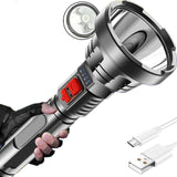 Big Strong Light LED Flashlight USB Rechargeable Tactical Hunting Camping Lantern Built in Battery Flash Light Power Display