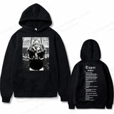 Tupac 2pac Graphic Hoodie Men Clothing Fashion Oversized Hip Hop Comfortable Autumn Winter Sweatshirt Male Casual Fleece Hoodies