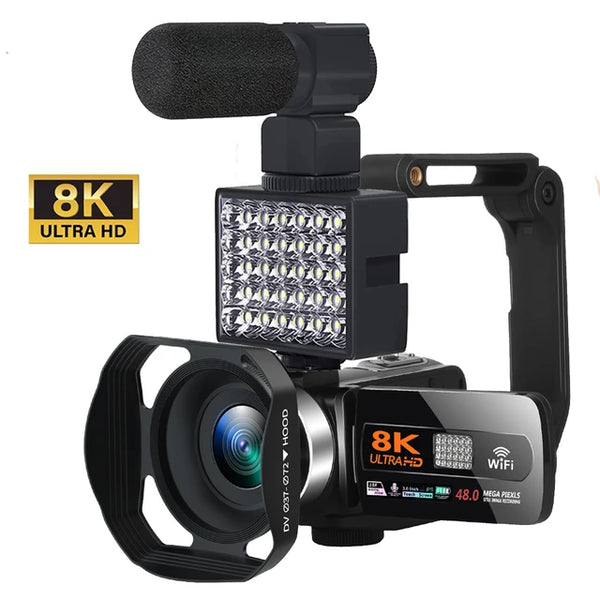 HDR 8K Digital Video Camera Night Vision 48MP WIFI Webcam Camcorder for Live Streaming