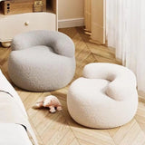 Lamb Wool Round Backrest Footstool