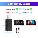 2-in-1 Wired to Wireless CarPlay & Android Auto Adapter – USB Plug & Play for OEM Stereos