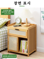 Solid Wood Nightstand – Modern Bedside Drawer Cabinet