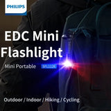 Philips New 7cm LED Rechargeable Mini Portable Flashlight 7 Lighting Modes For Hiking And Travel Self Defense