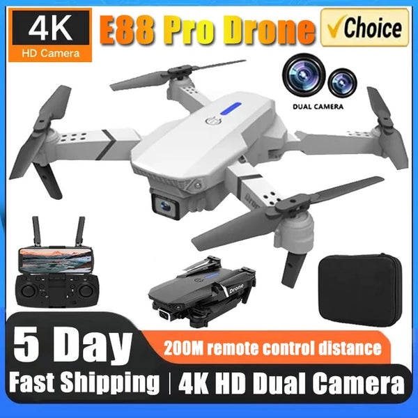 New E88Pro RC Drone 4K Professinal With 1080P Wide Angle Dual HD Camera Foldable RC Helicopter WIFI FPV Height Hold