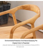 Nordic Wooden Dining Chair – Simple Design with Armrests & Backrest