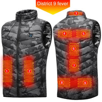 Intelligent Headed Waistcoat Men Women USB Electric Smart Heating Vest Zipper 9 Areas Zone for Outdoor Hunting for Sports Hiking Jack's Clearance