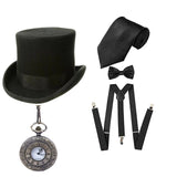 1920s Mens Gatsby Gangster Accessories Set Panama Hat Suspender Bow Tie 20s Great Gatsby Accessories
