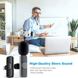 GAMINJA Wireless Lavalier Microphone Portable Audio Video Recording Mini Mic For iPhone Android Long battery life Live Broadcast