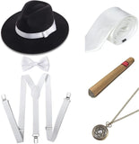 1920s Mens Gatsby Gangster Accessories Set Panama Hat Suspender Bow Tie 20s Great Gatsby Accessories