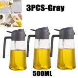 Oil Spray Bottle for Cooking – 200/300/500ml Olive Oil & Vinegar Sprayer with Brush