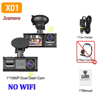 3-Camera Dash Cam System – 1080P Front & Rear WiFi DVR with Night Vision