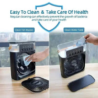 3-in-1 Mini Portable Air Cooler, Humidifier & LED Night Light – Household & Office Fan