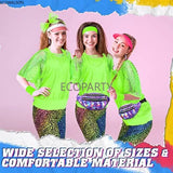 80's Women Retro Costume Set Women's 80s Leggings Fishnet Neon Shirt with Leg Warmers Gloves Necklace Bracelets Headband