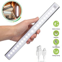PZSUNLY LED Motion Sensor Light Night Light USB Type-C Rechargeable Lamp For Kitchen Cabinet Wardrobe Lamp Staircase Backlight