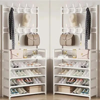 Clothes Hanger Multi-Layer Shoe Rack Doorway DIY Hat And Shoes Shelf Simple Floor-Standing Living Room Organizer Storage Racks