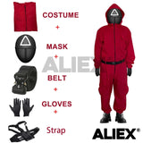 Squid Game Costume Set - Cosplay Jumpsuit, Jacket, Helmet, Masks, Party Props