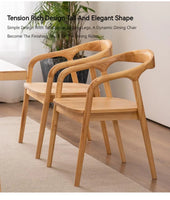 Nordic Wooden Dining Chair – Simple Design with Armrests & Backrest