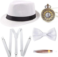 Retro 1920S 20S Gangster Set Men Party Props Berets Cigar Suspender Pocket Watch Gatsby Costume Accessories Set