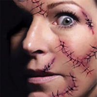 Halloween Zombie Acars Tattoos Waterproof 3D Bite Mark Tattoo Sticker With Fake Scab Blood Special Costume Small Neck Fake Tatoo