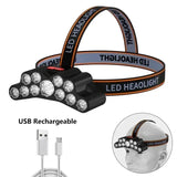 Super Bright 5 LED Head Flashlight USB Rechargeable HeadLamp Outdoor Powerful Waterproof Camping Fishing Adventure Head Lantern