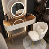 Luxury LED Makeup Vanity – White Dressing Table with Mirror & Storage for Bedroom or Salon