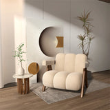 Nordic Wooden Armchair – Cozy Fabric Seat for Living Room, Balcony & Lounge