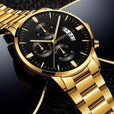 Quartz Watch Men Business Fashion Fake Three Eye Six Pin Calendar Watch For Men Mesh Belt Men Watch Non Mechanical Boy - Jack's Clearance