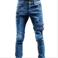 Street Style Ripped Vintage Wash Skinny Jeans for Men - Slim Fit Denim Trousers Jack's Clearance