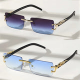 1 Pc Fashionable Trendy Frameless Rectangular Personalized Sunglasses For Daily Life