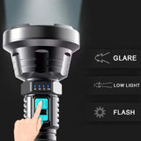 Big Strong Light LED Flashlight USB Rechargeable Tactical Hunting Flashlight Built in Battery Flash Light Jack's Clearance