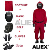 Squid Game Costume Set - Cosplay Jumpsuit, Jacket, Helmet, Masks, Party Props