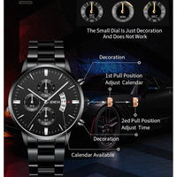 Quartz Watch Men Business Fashion Fake Three Eye Six Pin Calendar Watch For Men Mesh Belt Men Watch Non Mechanical Boy - Jack's Clearance