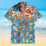 Funny Hawaiian Shirt - Ice Cream Print, Summer Short Sleeve, Oversized Men's Shirts