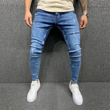 Street Style Ripped Vintage Wash Skinny Jeans for Men - Slim Fit Denim Trousers Jack's Clearance