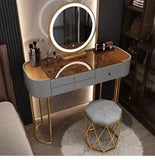 Luxury LED Makeup Vanity – White Dressing Table with Mirror & Storage for Bedroom or Salon
