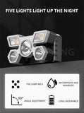 Super Bright 5 LED Head Flashlight USB Rechargeable HeadLamp Outdoor Powerful Waterproof Camping Fishing Adventure Head Lantern