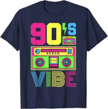 90s Vibe 1990 Style Fashion 90 Theme Outfit Nineties Costume T-Shirt Funny Graphic Tee Tops Women Fashion Short Sleeve Blouses