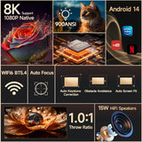 Magcubic HY350Max 900ANSI Projector – Android 14, 1080P, 8K Support, WiFi6, BT5.4