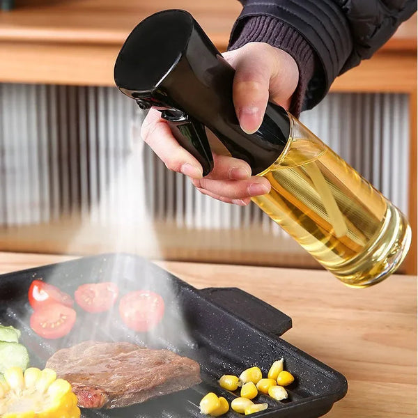 Oil Spray Bottle for Cooking – 200/300/500ml Olive Oil & Vinegar Sprayer with Brush