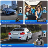 3-Camera Dash Cam System – 1080P Front & Rear WiFi DVR with Night Vision