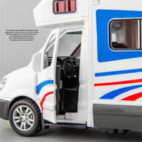 1:30 Diecast Luxury RV Recreational Vehicle Car Model Metal Camper Van Motorhome Touring Car Model Sound and Light