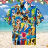 Men’s Hawaiian Ice Cream Print Short Sleeve Shirt – Summer Beach Casual Tee