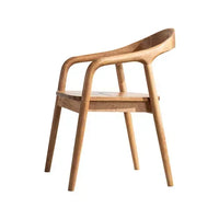 Nordic Wooden Dining Chair – Simple Design with Armrests & Backrest