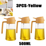 Oil Spray Bottle for Cooking – 200/300/500ml Olive Oil & Vinegar Sprayer with Brush