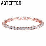 925 Sterling Silver Women’s Rose Gold Tennis Bracelet Cubic Zirconia Jewelry