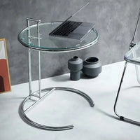 Transparent Nordic Glass Coffee Table – Adjustable Steel Side Table